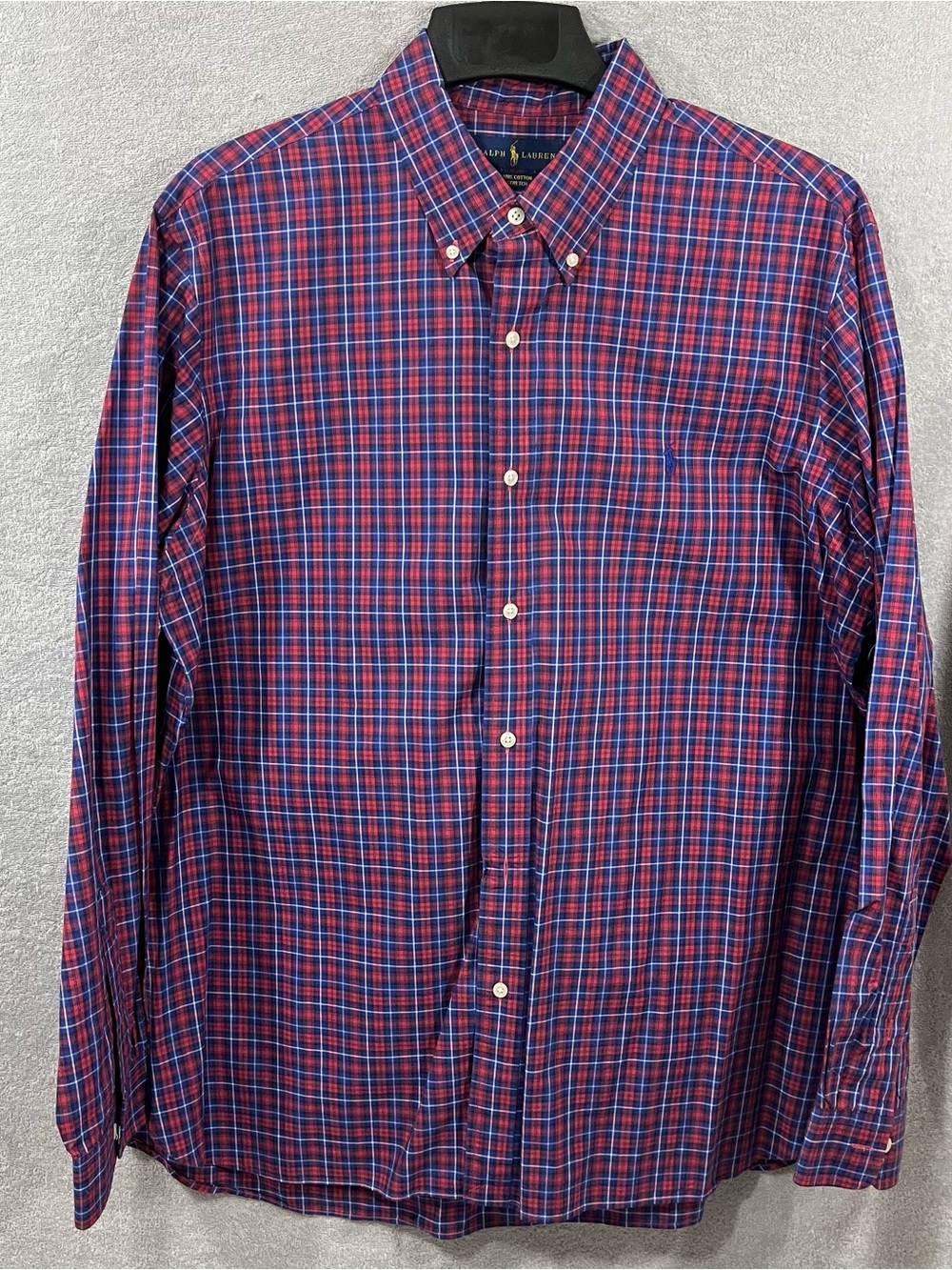 Polo Ralph Lauren Shirt Long Sleeve Button Up Mens XL red Plaid Cotton Stretch